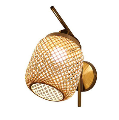 Ручно сделанные лампы из ратана, 3500K Wicker Rattan Lamp Switch Control
