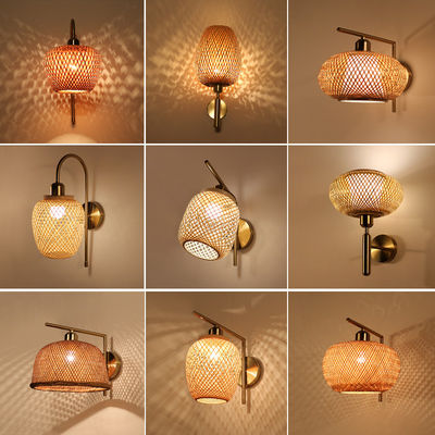 Ручно сделанные лампы из ратана, 3500K Wicker Rattan Lamp Switch Control