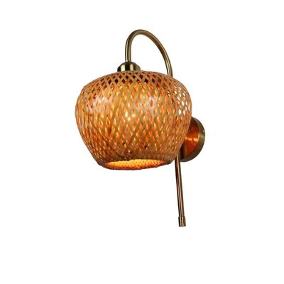 E27 светодиодные тканые бамбуковые стеновые лампы Sconce 3500K для спальни ванной