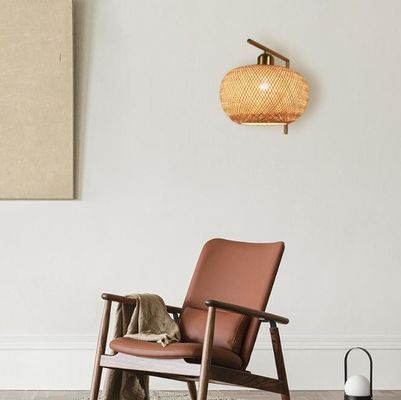 E27 светодиодные тканые бамбуковые стеновые лампы Sconce 3500K для спальни ванной