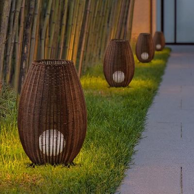 художественная поддовая лампа с подсветной лампой из ротана