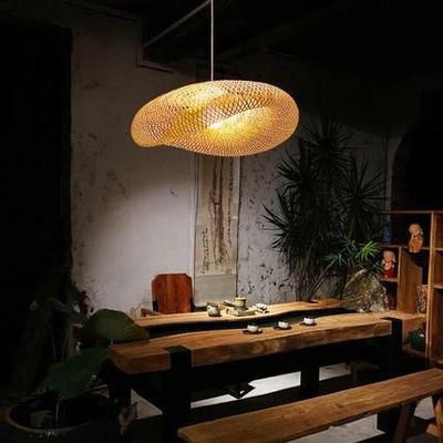 Современный бамбуковый ратан подвесная лампочка для комнаты